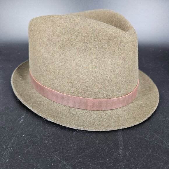 Pendleton Fedora Hat Lid Medium 22" Green Olive Wool Leather Band Classic USA - Picture 2 of 9